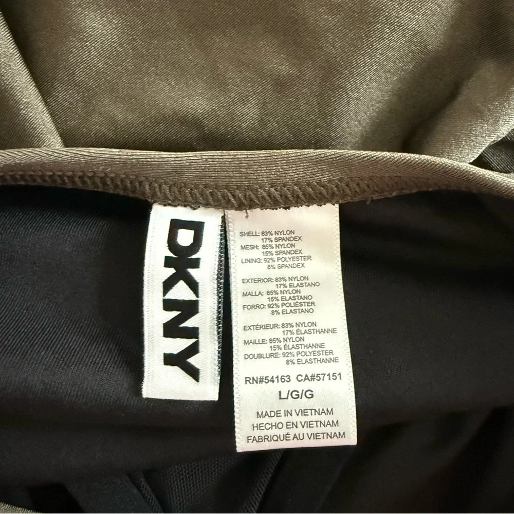 NWOT DKNY Ruffle Plunge One-Piece Swimsuit Olive Green - Picture 10 of 10
